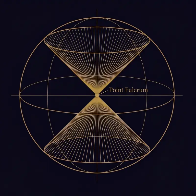 Double-cone vortical form — equilibrium axis multiplied around the sphere