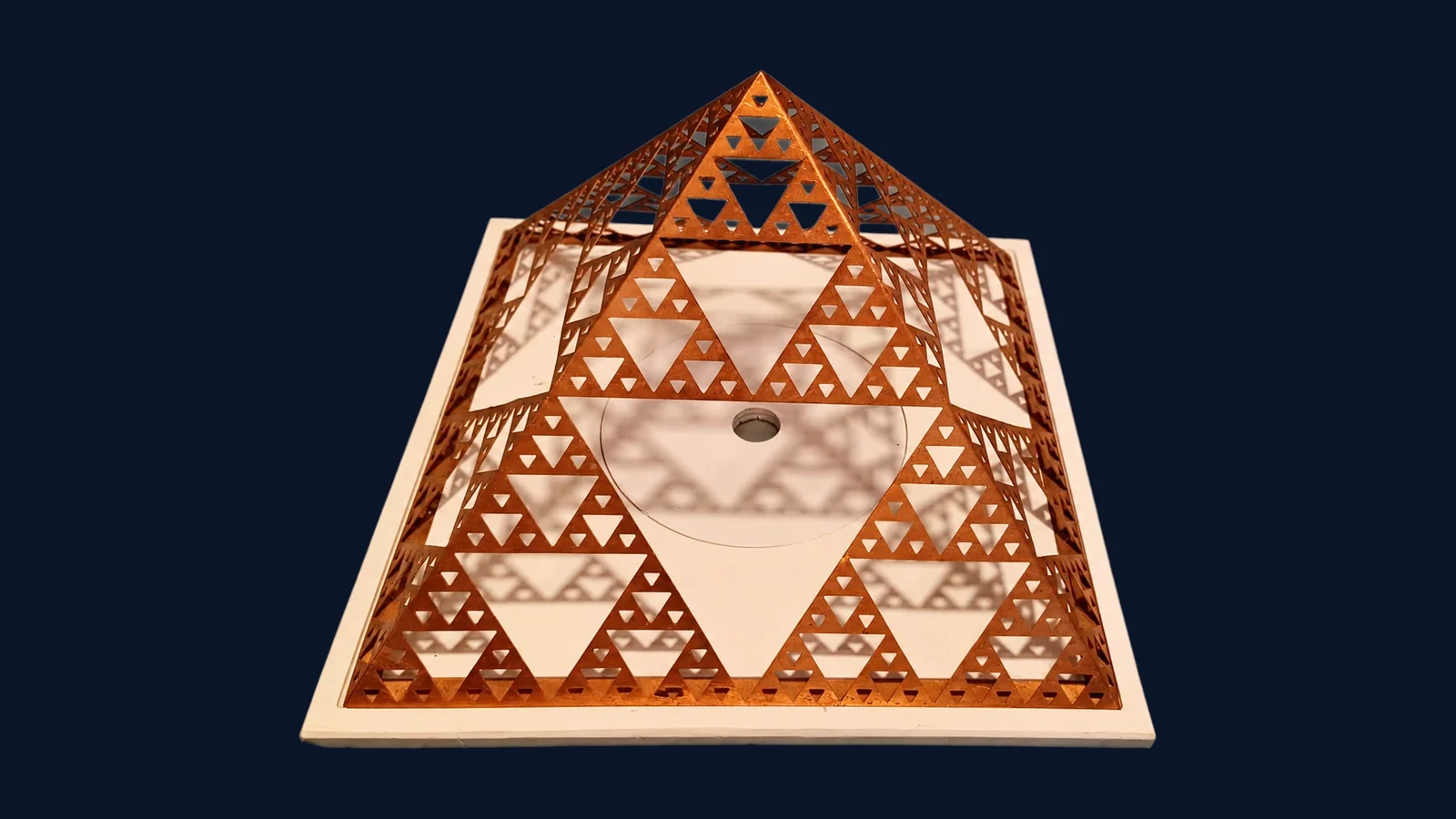 Krasimir's hand-sized copper Sierpinski test pyramid